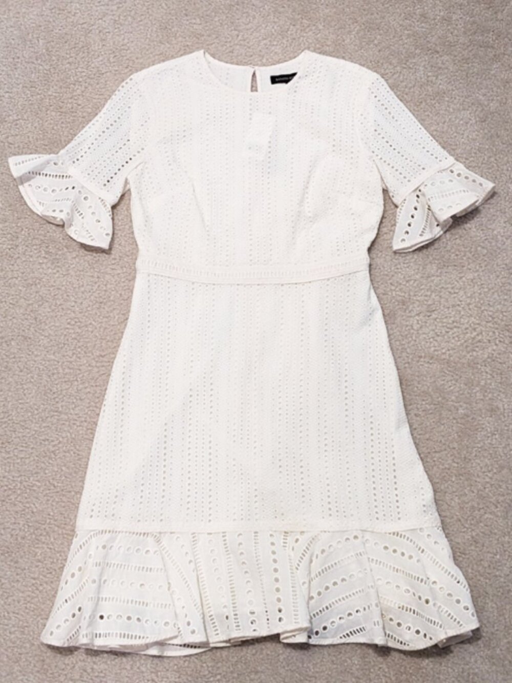 Banana Republic Embroidery Eyelet Cotton Petite White Dress